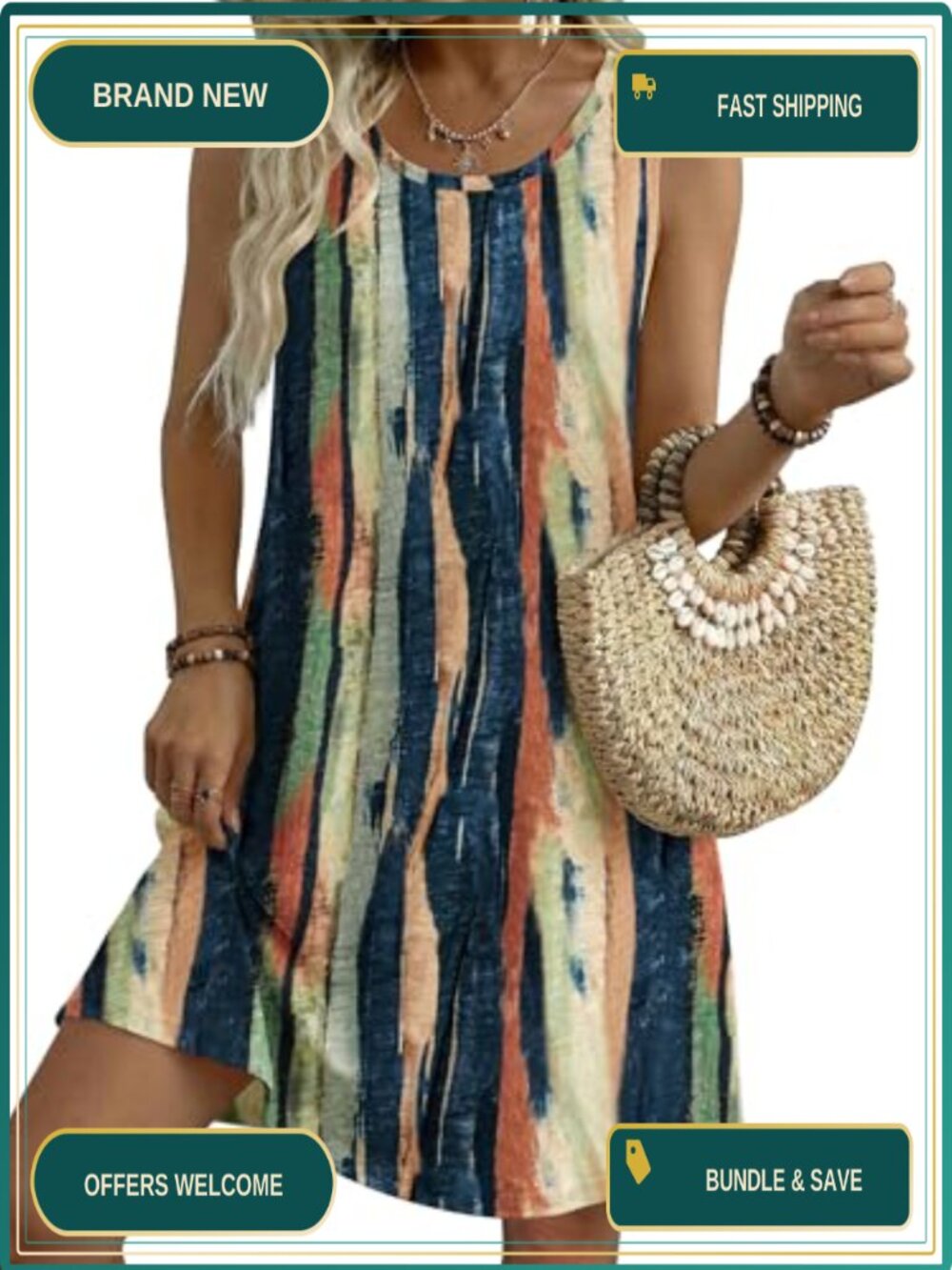 Zeagoo Women's Sleeveless A-Line Sundress with Pockets Casual Summer Dress